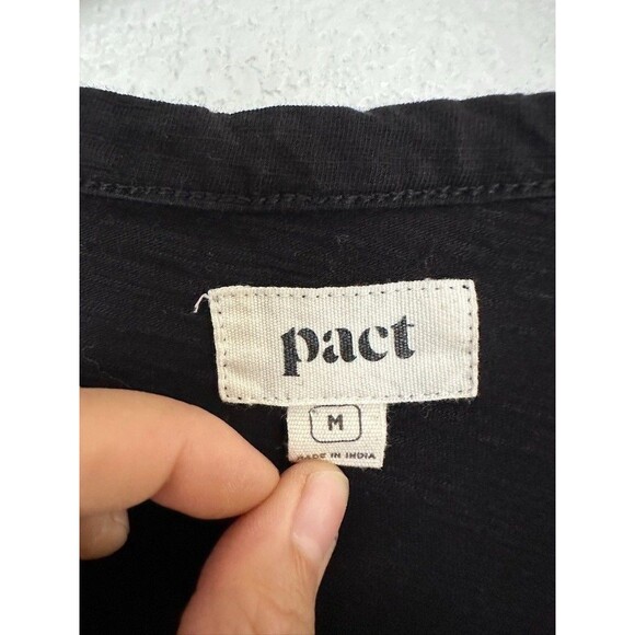 Pact Relaxed Slub Patio Tiered Cotton Sleeveless Dress Black Women's Size Medium - Picture 5 of 11